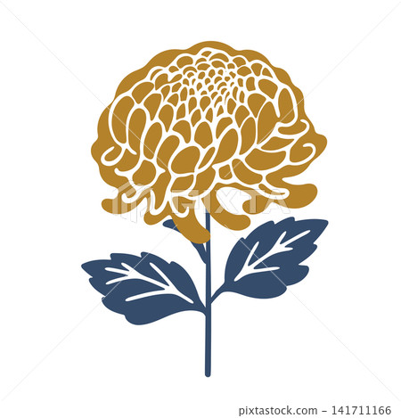 A hand-drawn style illustration of a single chrysanthemum flower. A hand-drawn style illustration of a single chrysanthemum flower. 141711166