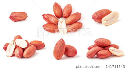 peanut kernels combination collection isolated on white background peanut kernels combination collection isolated on white background 141711343