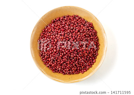 raw organic red adzuki beans filled in ceramic bowls raw organic red adzuki beans filled in ceramic bowls 141711595