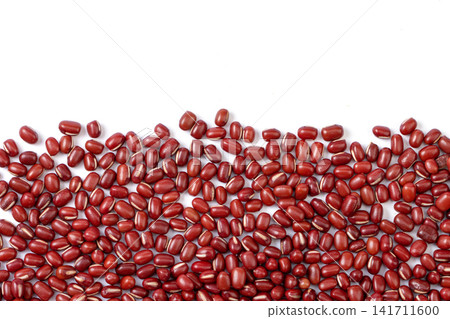 raw organic red adzuki beans filled in ceramic bowls raw organic red adzuki beans filled in ceramic bowls 141711600