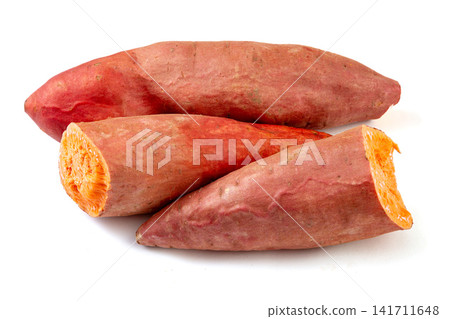 raw orange flesh sweet potato whole and sliced raw orange flesh sweet potato whole and sliced 141711648