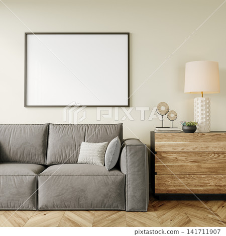 mock up poster frame on interior living room mock up poster frame on interior living room 141711907