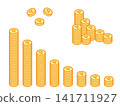 Point coin illustration set, stacked medal material, flat design 141711927