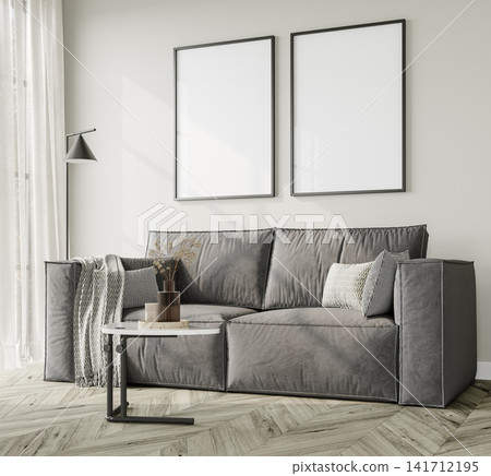 mock up poster frame in interior room 141712195