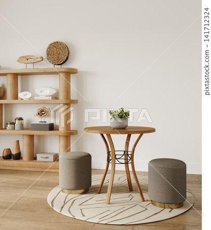 empty room with wooden wall and wooden floor 141712324