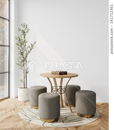 empty room with wooden wall and green plants empty room with wooden wall and green plants 141712361