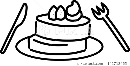 Pancakes and cutlery (line drawing) Pancakes and cutlery (line drawing) 141712465
