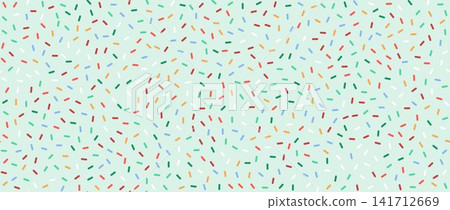 Donut icing sprinkles seamless pattern. Colorful candy cream background. Mint cake glaze overlay for decorative banner, poster. Cupcake or ice cream topping texture. Vector confetti wallpaper Donut icing sprinkles seamless pattern. Colorful candy cream background. Mint cake glaze overlay for decorative banner, poster. Cupcake or ice cream topping texture. Vector confetti wallpaper 141712669