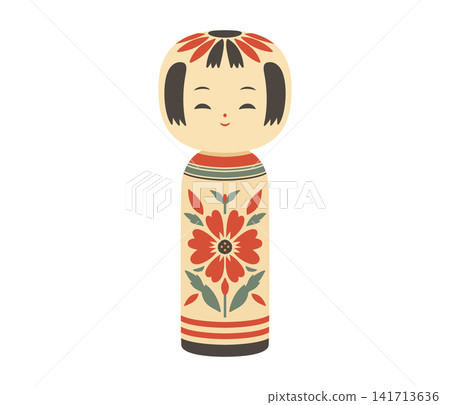 Kokeshi doll, flat illustration Kokeshi doll, flat illustration 141713636