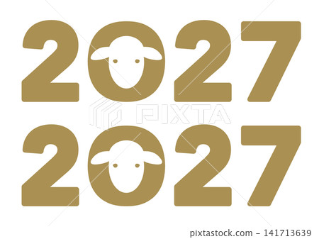 2027年羊年，帶有羊臉圖案的數字 141713639