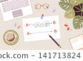Plan B concept. Business strategy with goals for success. Plan B for failure. Top view on workspace. Vector illustration in flat cartoon style 141713824