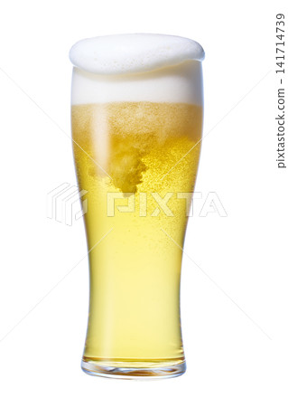 Draft beer poured into a glass Draft beer poured into a glass 141714739