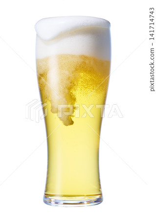 Draft beer poured into a glass Draft beer poured into a glass 141714743