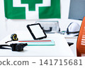 Desk at the site office 141715681