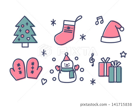 Hand-drawn style Christmas illustration, icon, material_01 Hand-drawn style Christmas illustration, icon, material_01 141715838