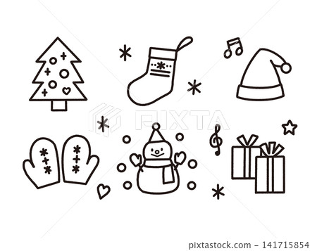 Hand-drawn style Christmas illustration, icon, material_BK Hand-drawn style Christmas illustration, icon, material_BK 141715854