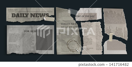 Crumpled pieces of vintage newspaper clippings Crumpled pieces of vintage newspaper clippings 141716482