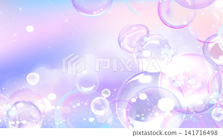 Rainbow soap bubbles on purple gradient background Rainbow soap bubbles on purple gradient background 141716498