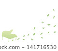 Leaves and a light green piano frame 141716530