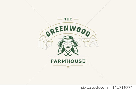 Vintage Female Gardener Farmhouse Emblem Badge Vector Logo Design For Organic Agriculture Branding Vintage Female Gardener Farmhouse Emblem Badge Vector Logo Design For Organic Agriculture Branding 141716774