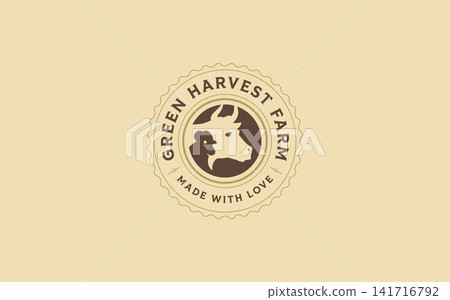 Vintage Green Harvest Farm Livestock Vector Logo Template For Organic Poultry Dairy Branding Vintage Green Harvest Farm Livestock Vector Logo Template For Organic Poultry Dairy Branding 141716792
