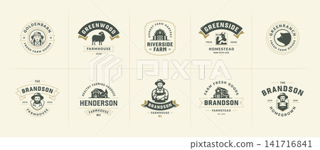 Vintage Farm Agriculture Livestock Farmer Badge Emblem Vector Logo Template Bundle Collection Vintage Farm Agriculture Livestock Farmer Badge Emblem Vector Logo Template Bundle Collection 141716841
