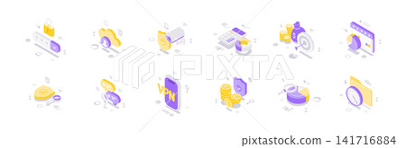 Cyber Security And Financial Management Strategy Isometric Vector Illustration Icon Set Cyber Security And Financial Management Strategy Isometric Vector Illustration Icon Set 141716884