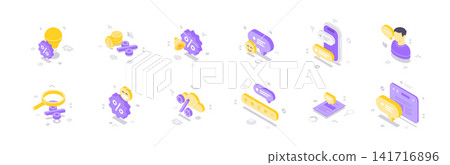 Customer Feedback And Digital Marketing Isometric Vector Illustration Icon Set Customer Feedback And Digital Marketing Isometric Vector Illustration Icon Set 141716896