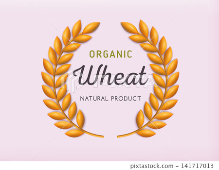 Wheats ears icon and wheat design element. Wheat wreaths and grain spikes icon. 3D Web Vector Illustrations. Wheats ears icon and wheat design element. Wheat wreaths and grain spikes icon. 3D Web Vector Illustrations. 141717013