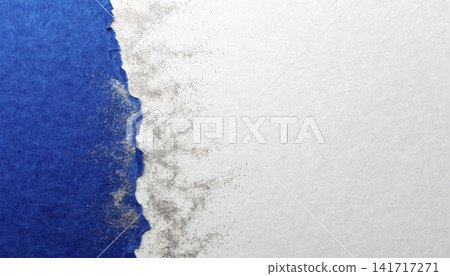 左側是優雅的現代背景,由重疊的青金石色撕碎的日本紙和銀粉構成。 左側是優雅的現代背景,由重疊的青金石色撕碎的日本紙和銀粉構成。 141717271
