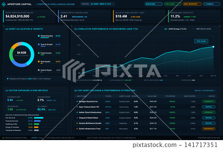 Global Capital Investment Portfolio Dashboard with Financial Data Visualization Global Capital Investment Portfolio Dashboard with Financial Data Visualization 141717351