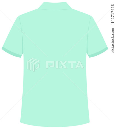 Flat Vector Back View of Mint Green Short Sleeve Polo Shirt Flat Vector Back View of Mint Green Short Sleeve Polo Shirt 141717428