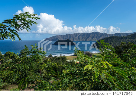 Panoramic view of Atuona Bay in Hiva Oa, Marquesas Islands, French Polynesia Panoramic view of Atuona Bay in Hiva Oa, Marquesas Islands, French Polynesia 141717845