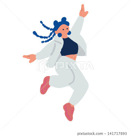 Hand-drawn illustrations of women jumping and dancing. Hand-drawn illustrations of women jumping and dancing. 141717893