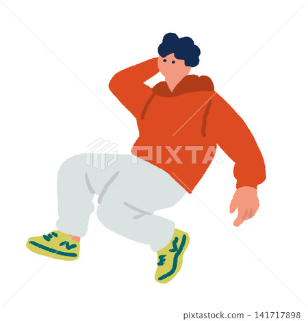 手繪插圖,描繪了男人跳躍和跳舞的場景。 手繪插圖,描繪了男人跳躍和跳舞的場景。 141717898