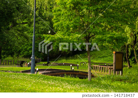 小野川溫泉周圍的公園和步道景色優美，綠樹環繞。 141718437