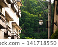 Streetlights and lush greenery in the Onogawa hot spring town 141718550