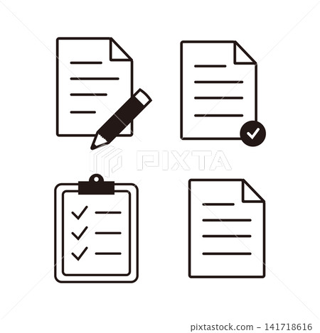 Icon set for documents, papers, and checklists | Editing, reviewing, checking, and documenting 141718616
