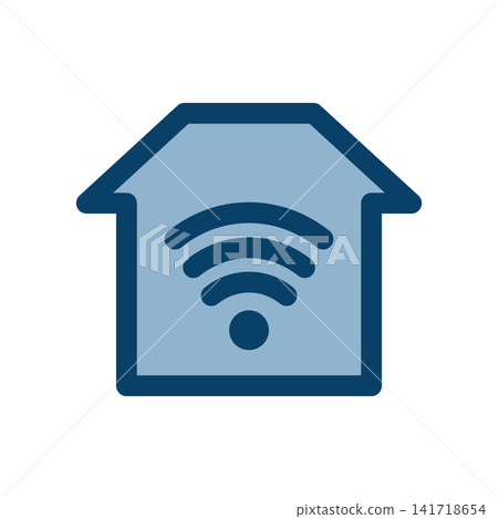 An icon with a Wi-Fi symbol inside the house An icon with a Wi-Fi symbol inside the house 141718654