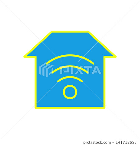 An icon with a Wi-Fi symbol inside the house 141718655