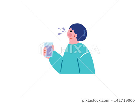 一個男人漱口的插圖 一個男人漱口的插圖 141719000