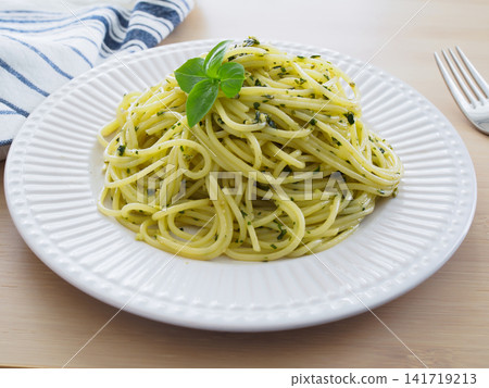 Genovese pasta served on a plate Genovese pasta served on a plate 141719213