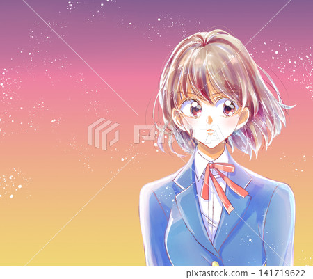 Female student bust up bold dusk Female student bust up bold dusk 141719622