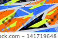 Vibrant and Energetic Sport Background with Geometric Shapes, Halftone Dots, and Texture Effects. Suitable for Esports Events, Fitness Campaigns, Presentation Covers, and Gaming Banners 141719648