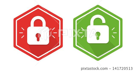 Red and Green Hexagon Padlock Red and Green Hexagon Padlock 141720513