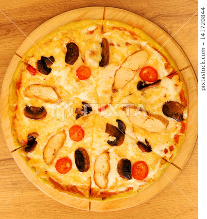 pizza on wood background pizza on wood background 141720844