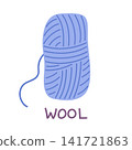 Wool yarn skein vector illustration. Cozy blue yarn ball isolated on white background. Hobby supply in flat style for knitting, crochet, handicraft 141721863