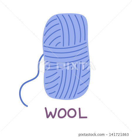 Wool yarn skein vector illustration. Cozy blue yarn ball isolated on white background. Hobby supply in flat style for knitting, crochet, handicraft Wool yarn skein vector illustration. Cozy blue yarn ball isolated on white background. Hobby supply in flat style for knitting, crochet, handicraft 141721863
