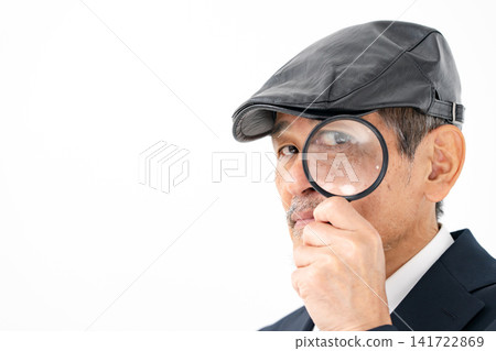 Magnifying glass, male, detective, flat cap Magnifying glass, male, detective, flat cap 141722869