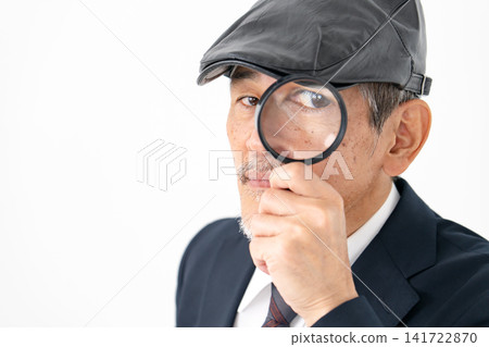 Magnifying glass, male, detective, flat cap Magnifying glass, male, detective, flat cap 141722870